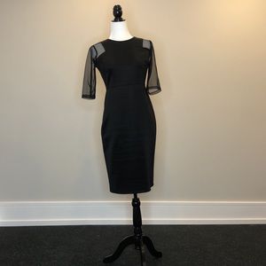 FINAL SALE! Black Mesh Sleeve Enfocus Studio Midi Dress